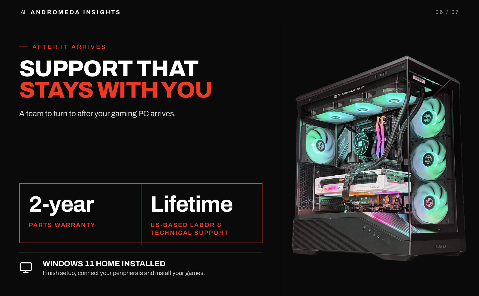 Two-year parts warranty and lifetime US-based labor and technical support