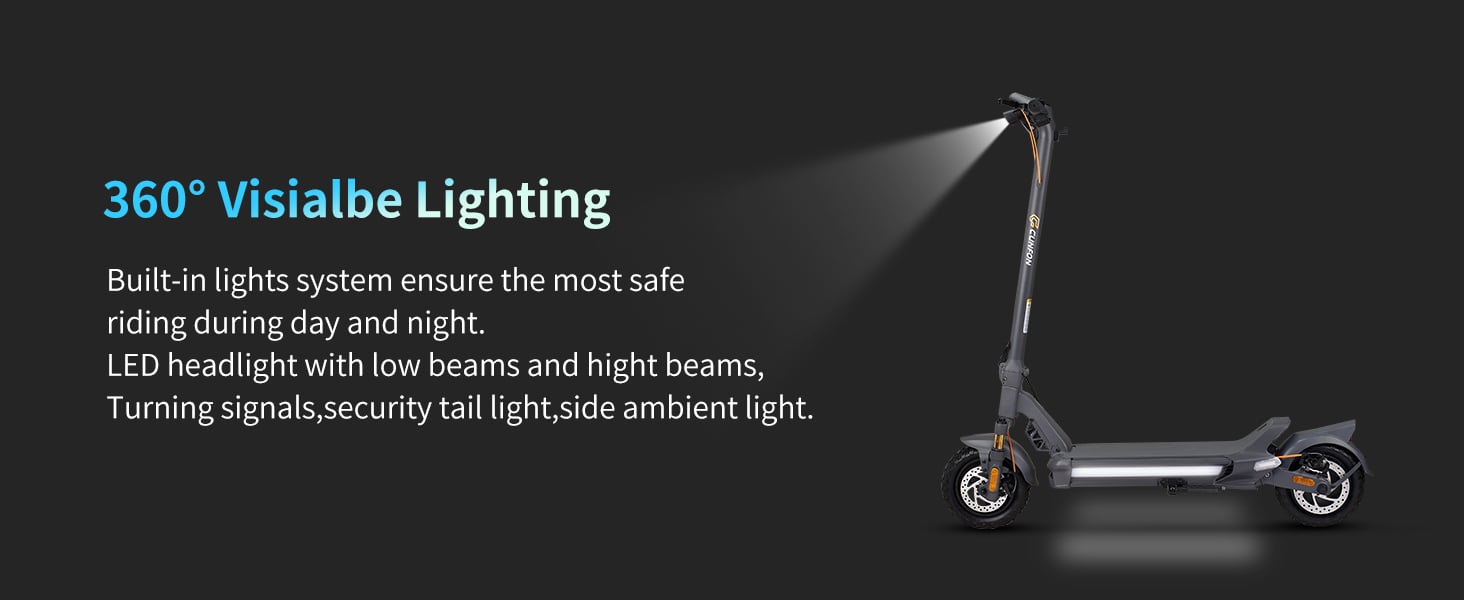 CUNFON Electric Scooter 31 MPH, 10.5 Rear Motor 1200W,50Miles Long Range,  Damping Adjustable Full Suspensions,Dual Disc Brakes with EABS, Fingerprint  Unlock E Scooter for Audlts with APP 