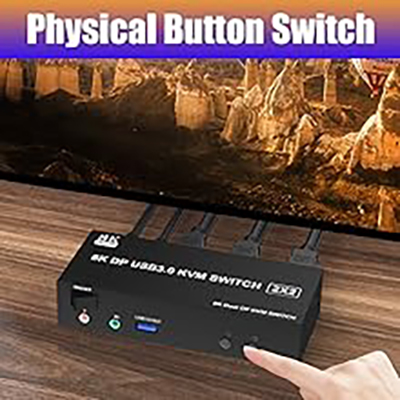 Switch by Panel button Push-button design allows for one-touch switching using a button on the KVM S