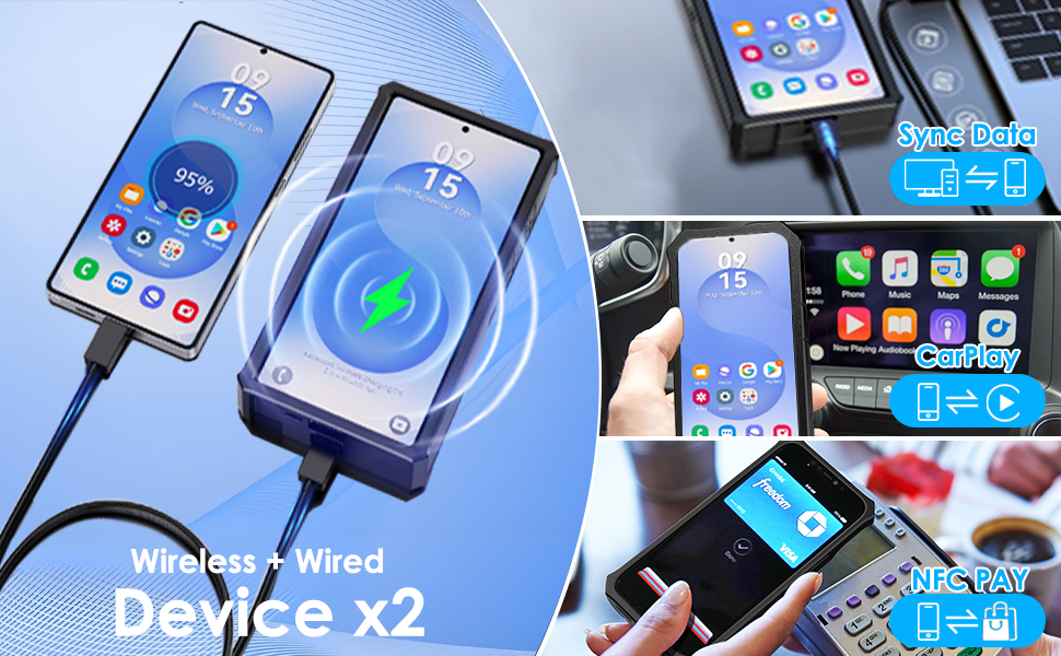 Galaxy S25 Ultra Wireless Charging Battery Case 10000mA| Android Auto Supported | 2 Charging Methods