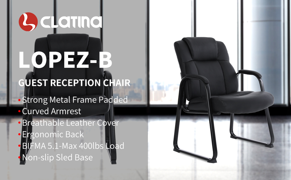  CLATINA Big & Tall 400 lb. Guest Chair, Leather