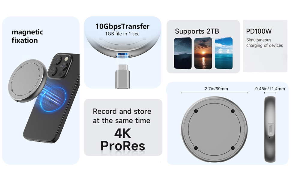 iPhone Magnetic M.2 2230 2242 NVMe SSD to USB C Enclosure