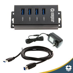 USBGear 4-Port USB 3.2 Gen 1 Mountable Charging and Data Hub