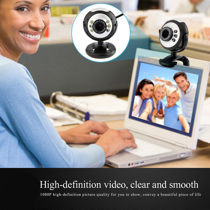 Webcam USB HD 480P Camera 6 LED Web Cam 360 Degree Rotatable For Skype  Computer With Mic PC Laptop Drop Shop 