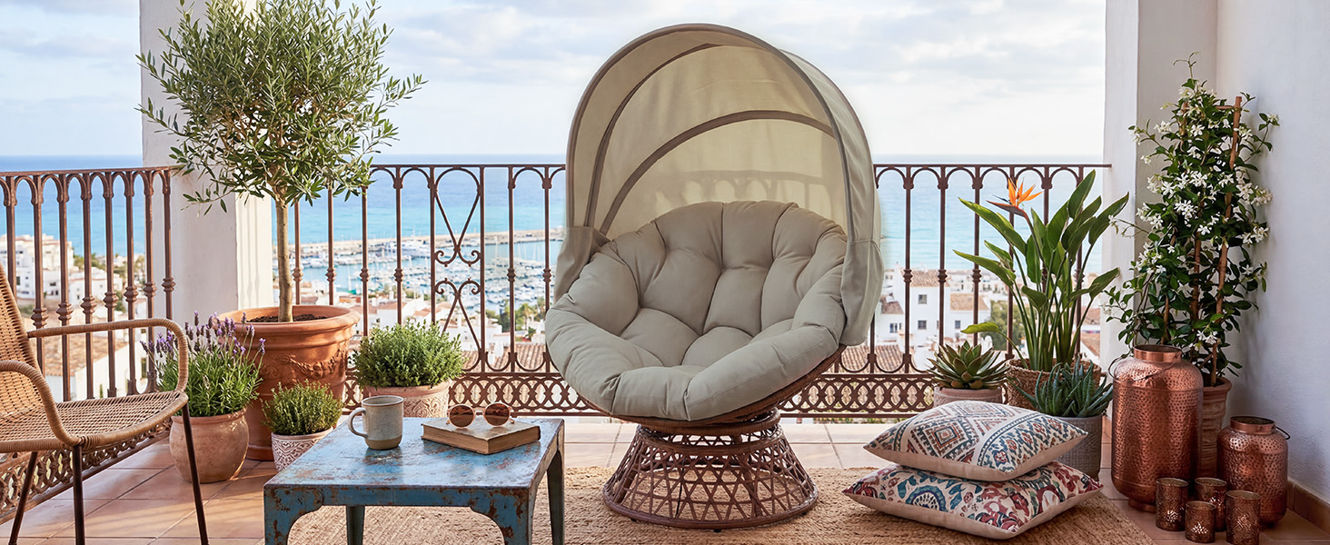 GTPLAYER Outdoor Wicker Egg Chair