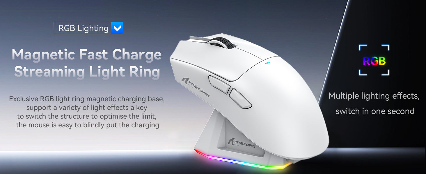 X11 Lightweight Wireless Gaming Mouse with RGB Charging Dock, Tri-Mode-2.4G/USB-C Wired/BT