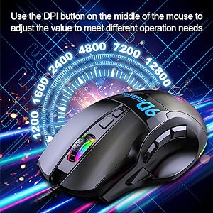  NYIEFADA Wired Gaming Mouse with Side Buttons, Programmable  Ergonomic Thumb Rest- 10000 DPI High-Precision Sensor, 10 Buttons/Shortcut  Flashing RGB Computer Mouse for PC Laptop Gaming : Video Games