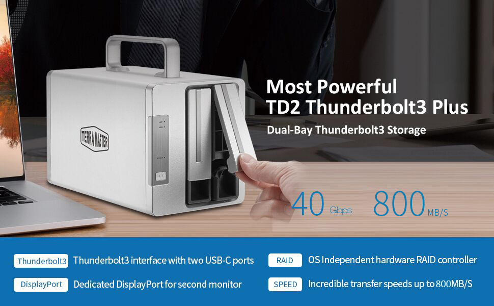 TerraMaster TD2 Thunderbolt 3 Plus RAID storage - More Possibilities, More Speed.