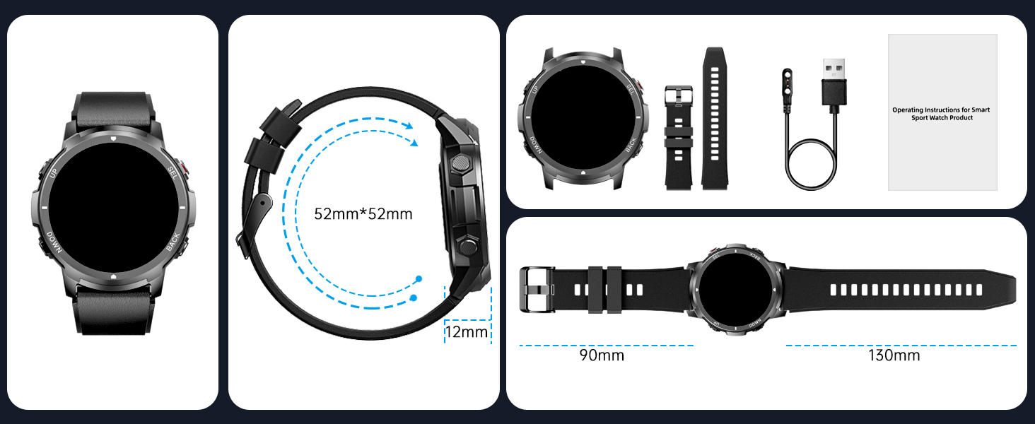 Smart Watch for Men- Bluetooth Call, Military Smartwatch Waterproof Fitness Sleep Tracker Watch with