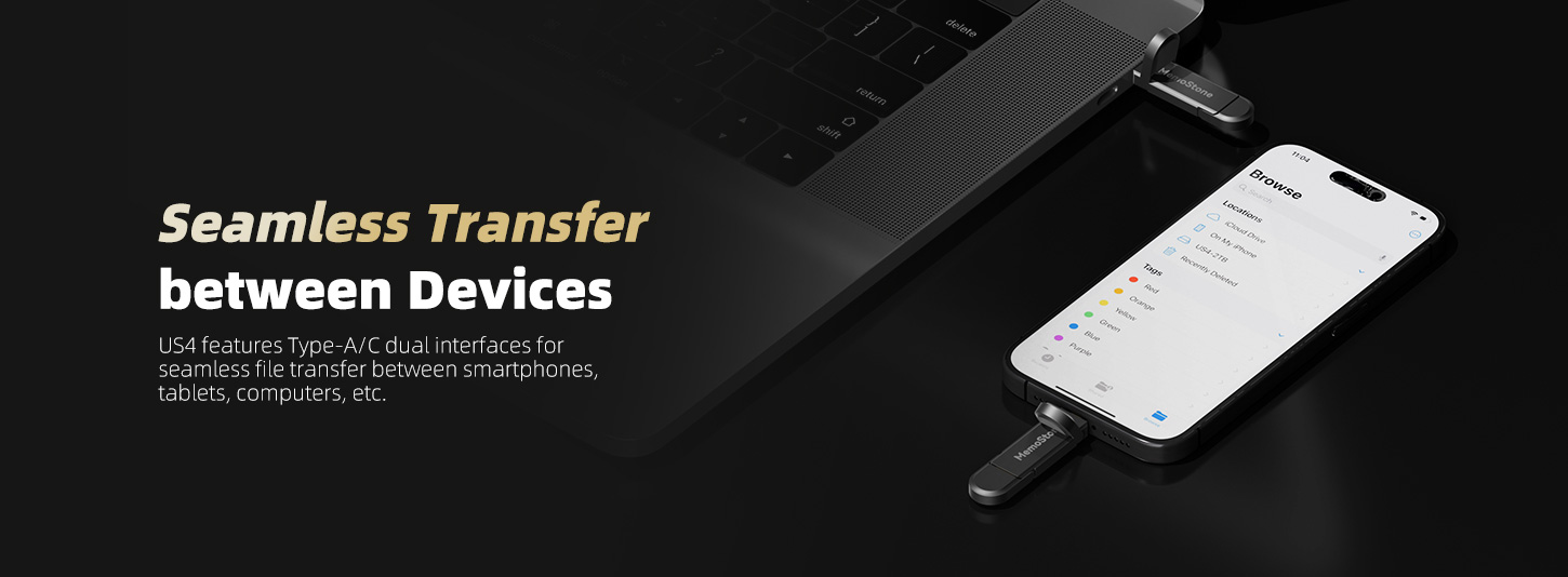 Type-A/C dual interfaces for seamless file transfer between smartphones, tablets, computers