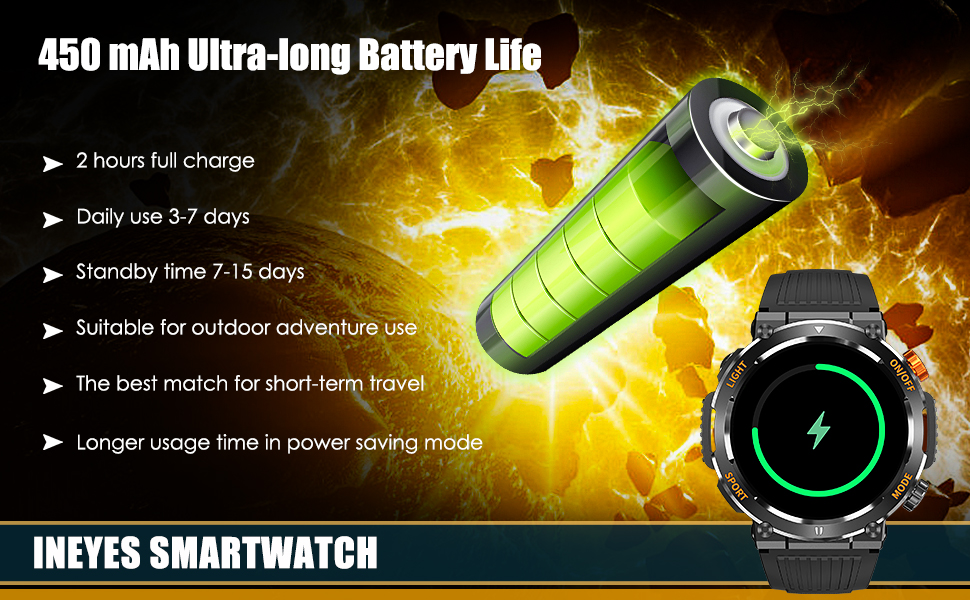 Smart Watch with 450 mAh Ultra-long Life Battery