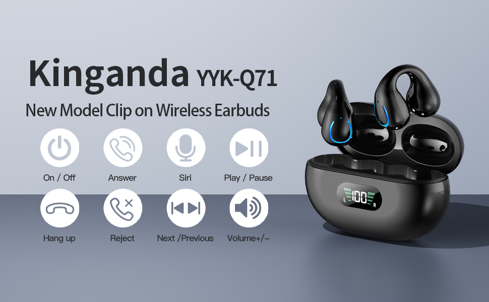 Clip On True Wireless Earbuds, Wireless Bluetooth V5.3 Air