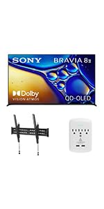SONY K65XR80M2 TV with Walts TILT-MOUNT-43-90 and 3-Outlet-Surge
