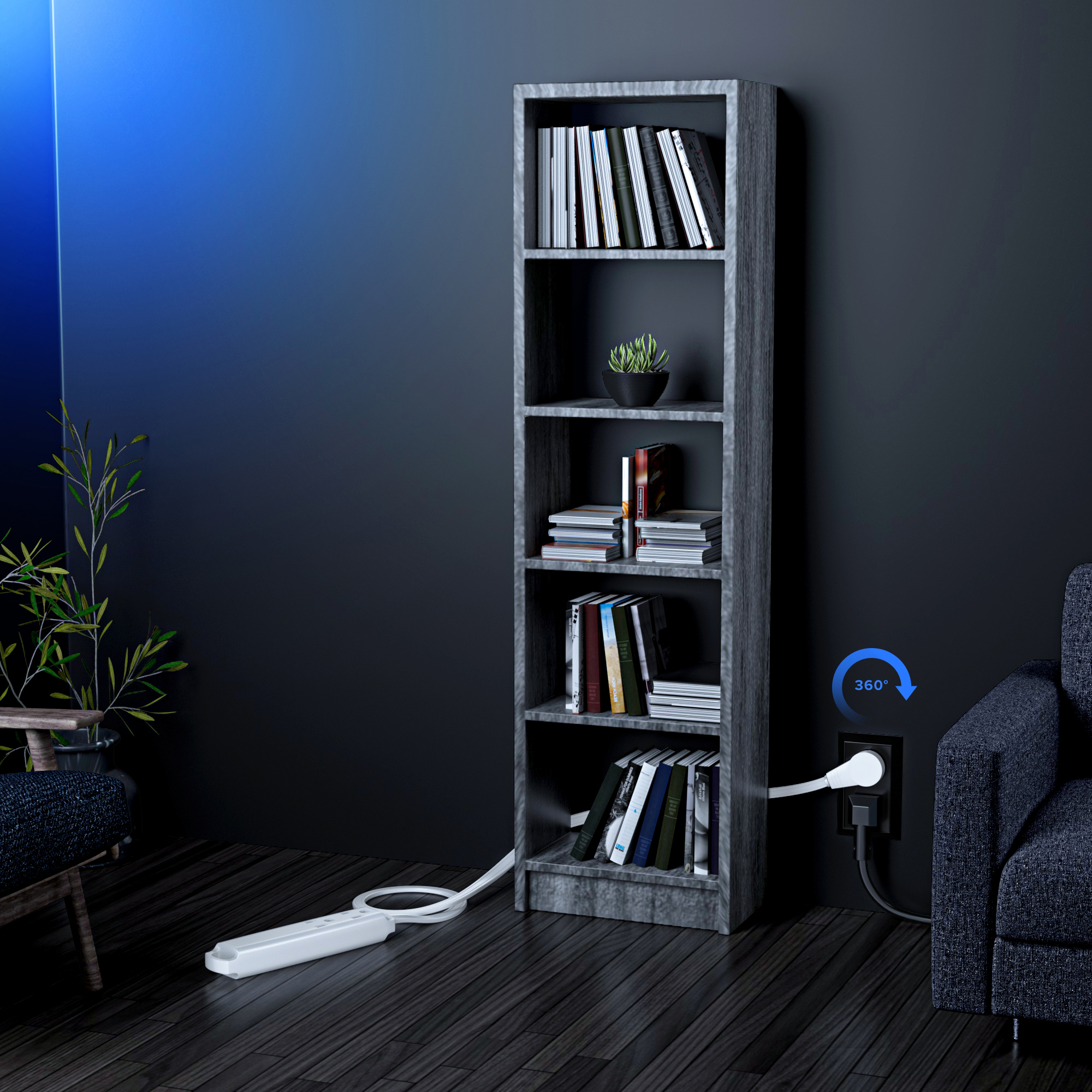 Behind furniture