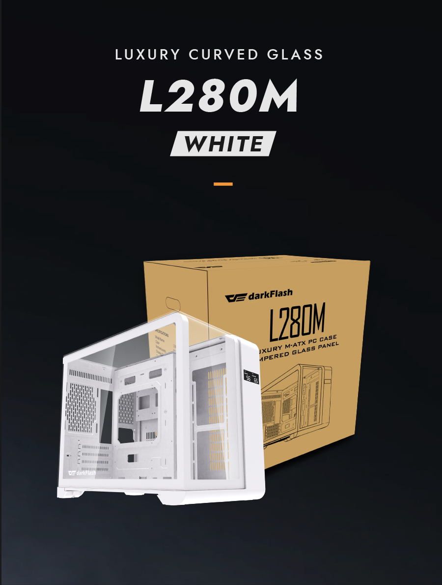 darkFlash L280M, Micro-ATX PC Gaming Case with Dual Real-Time Display