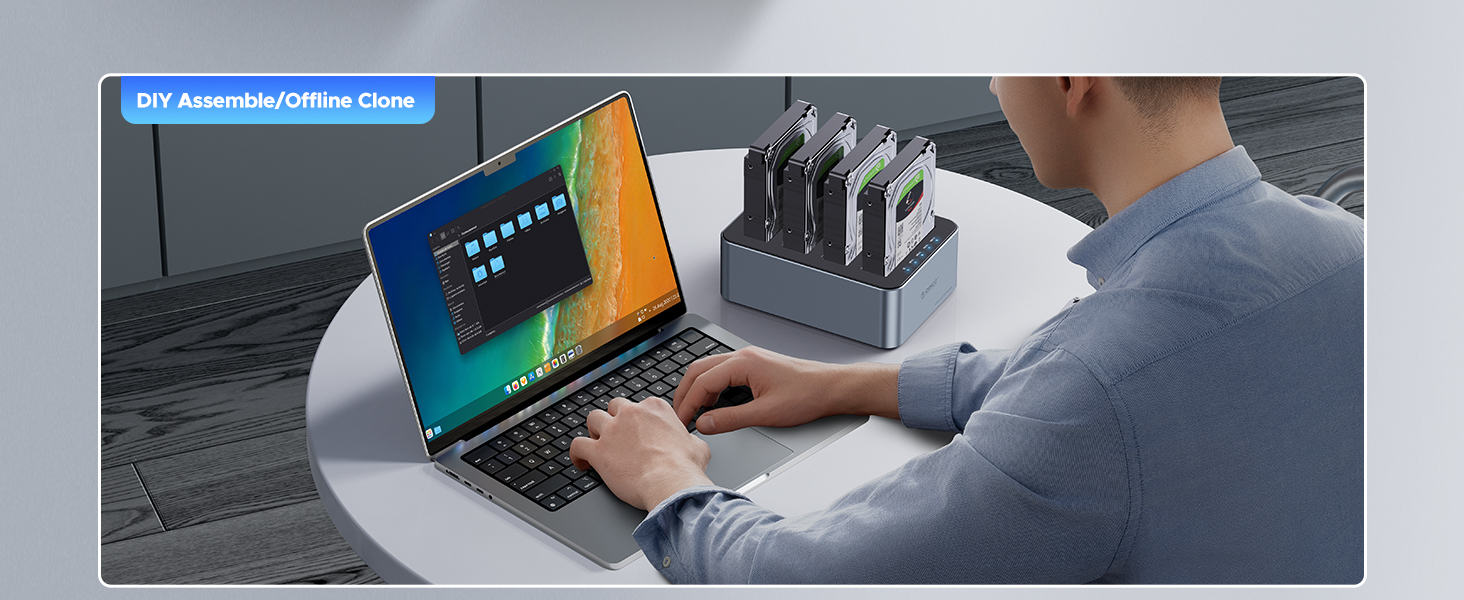 ORICO 80TB USB C to SATA I/II/III 4 Bay External Hard Drive Enclosure Docking Station for 2.5 or 3.5