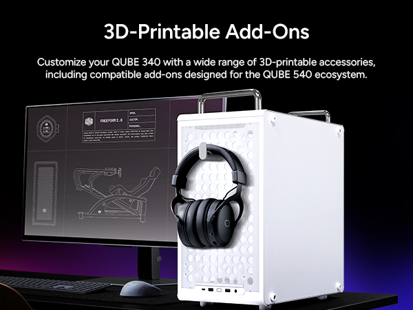 Cooler Master QUBE 340 Micro-ATX Compact -Tower PC Case - White