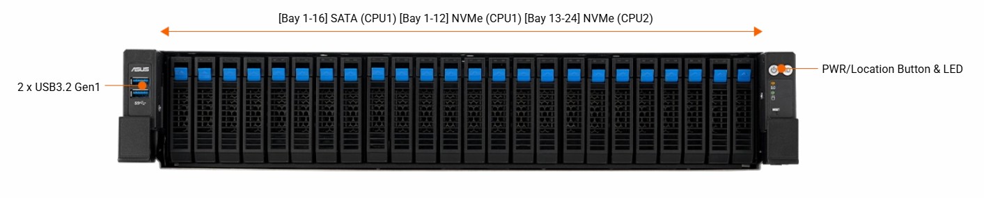 ASUS RS720A-E13-RS24U-27KW10G 2U Dual Socket Rackmount Server