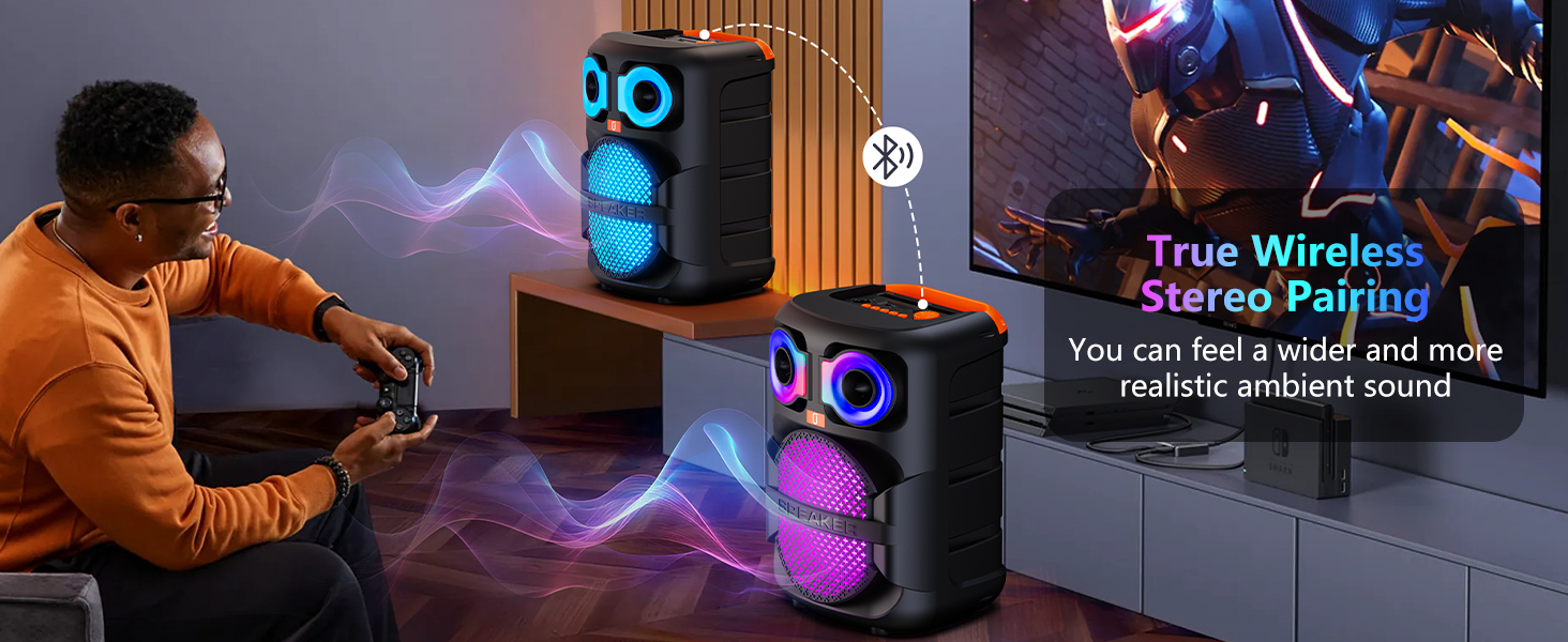 High-capacity 6500mAh rechargeable battery provides more than 12 hours of continuous music playtime