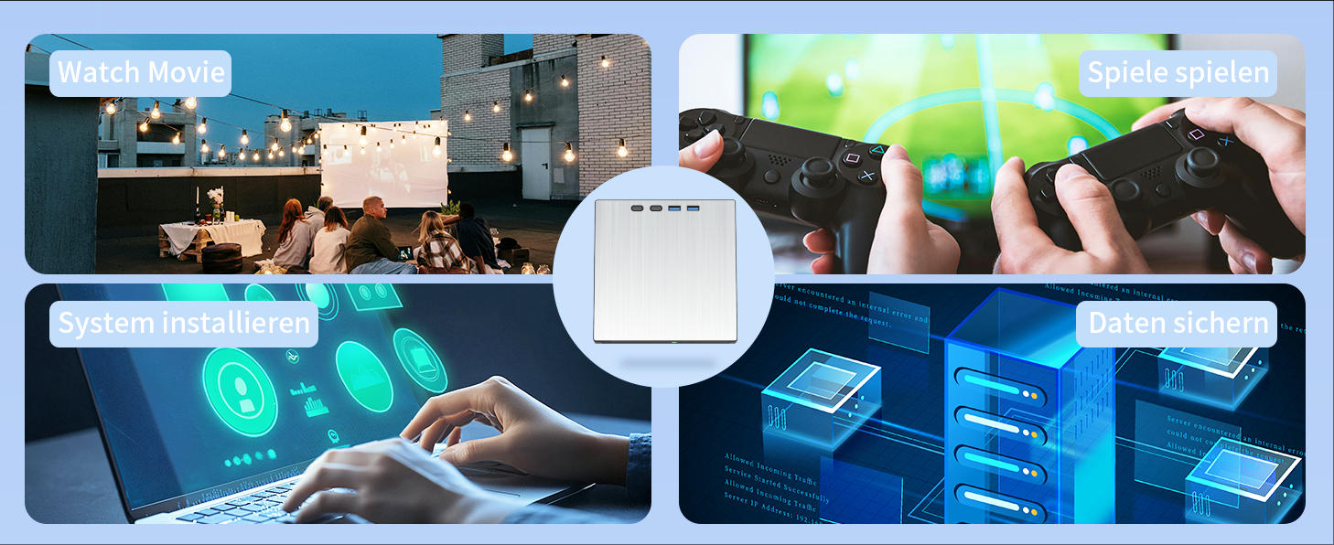 7-in-1 External CD DVD Drive, USB 3.0 Type-C CD/DVD Drive External USB with SD/TF Card Reader