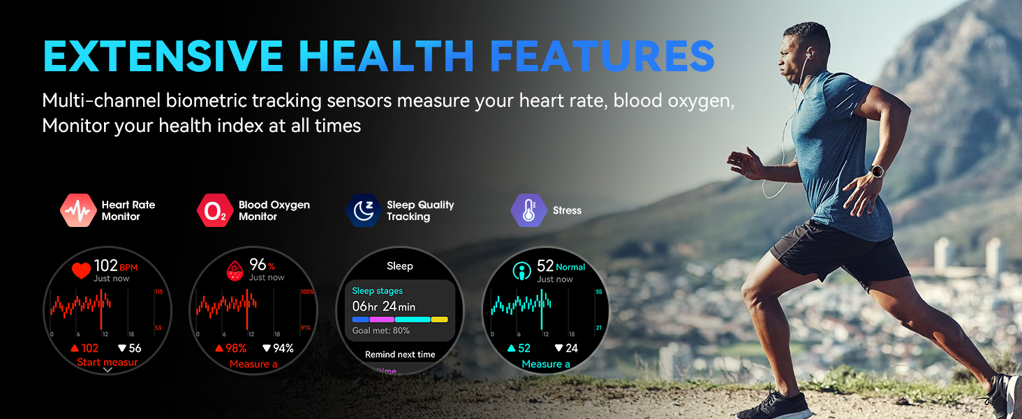 Hitoor GPS Smart Watch for Men, 1.43''AMOLED Smartwatch with Answer/Make Call, 170 Sports Modes, Com