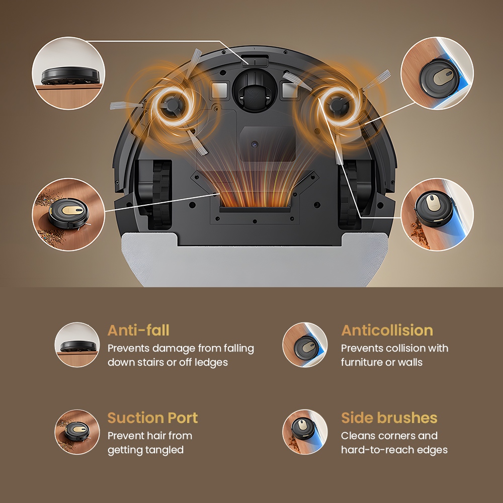 Vactidy W8 2in1 Robot Vacuum Mop 5000Pa CarpetBoost Suction