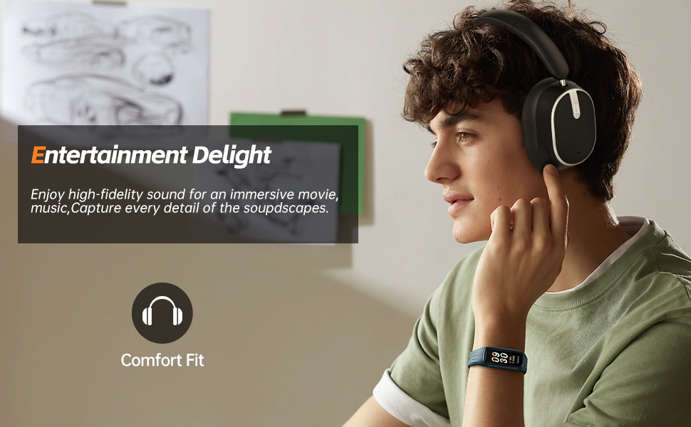 Hybrid Active Noise Cancelling Bluetooth Headphones,Bluetooth 6.0 Over Ear Wireless Headphones