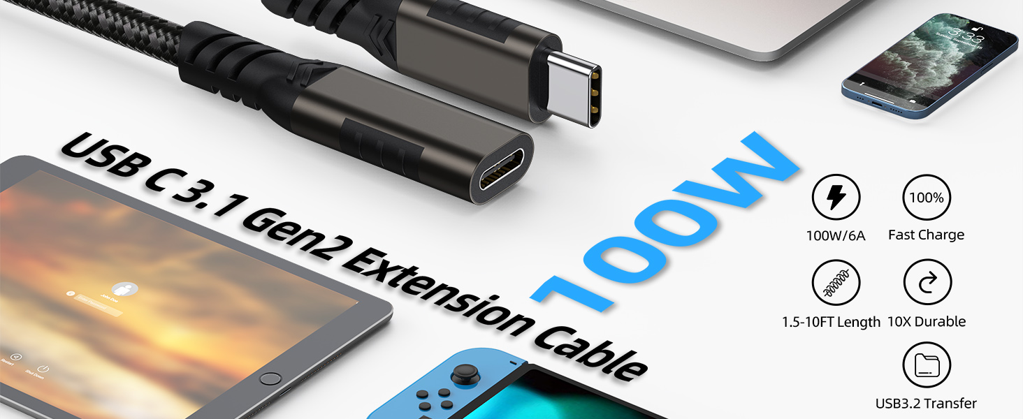 Description of USB C Male to USB C Female Cable Connector one : USB type c male Connector two : USB