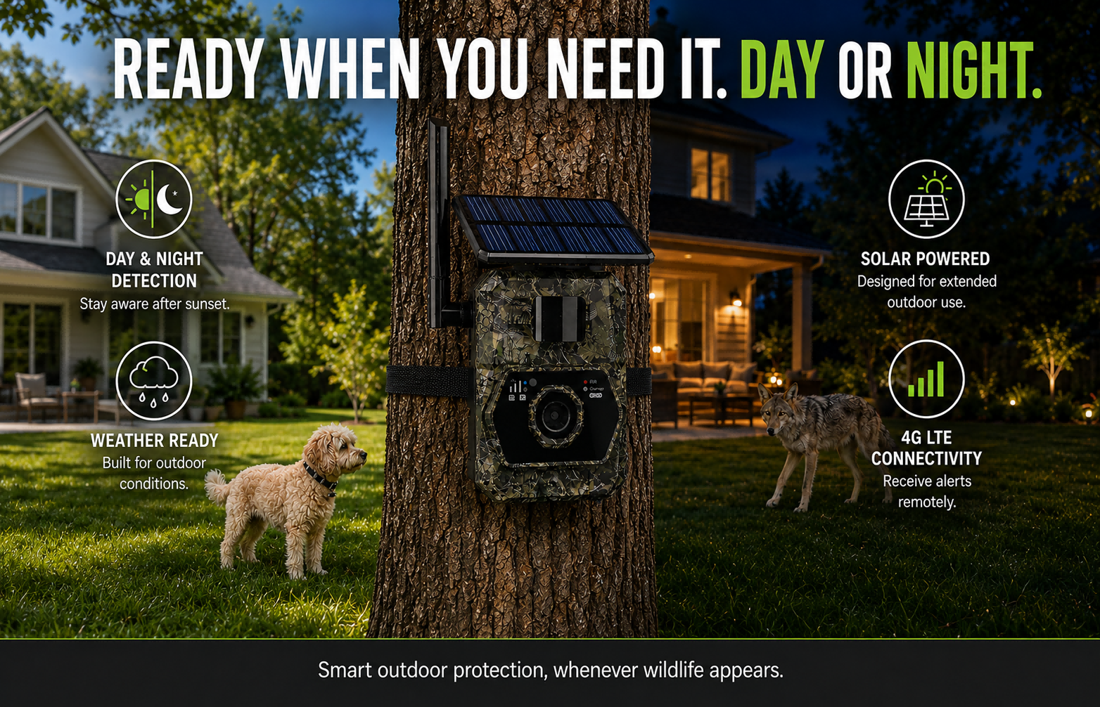 Solar Camera, 4G LTE Outdoor Camera, Night Vision