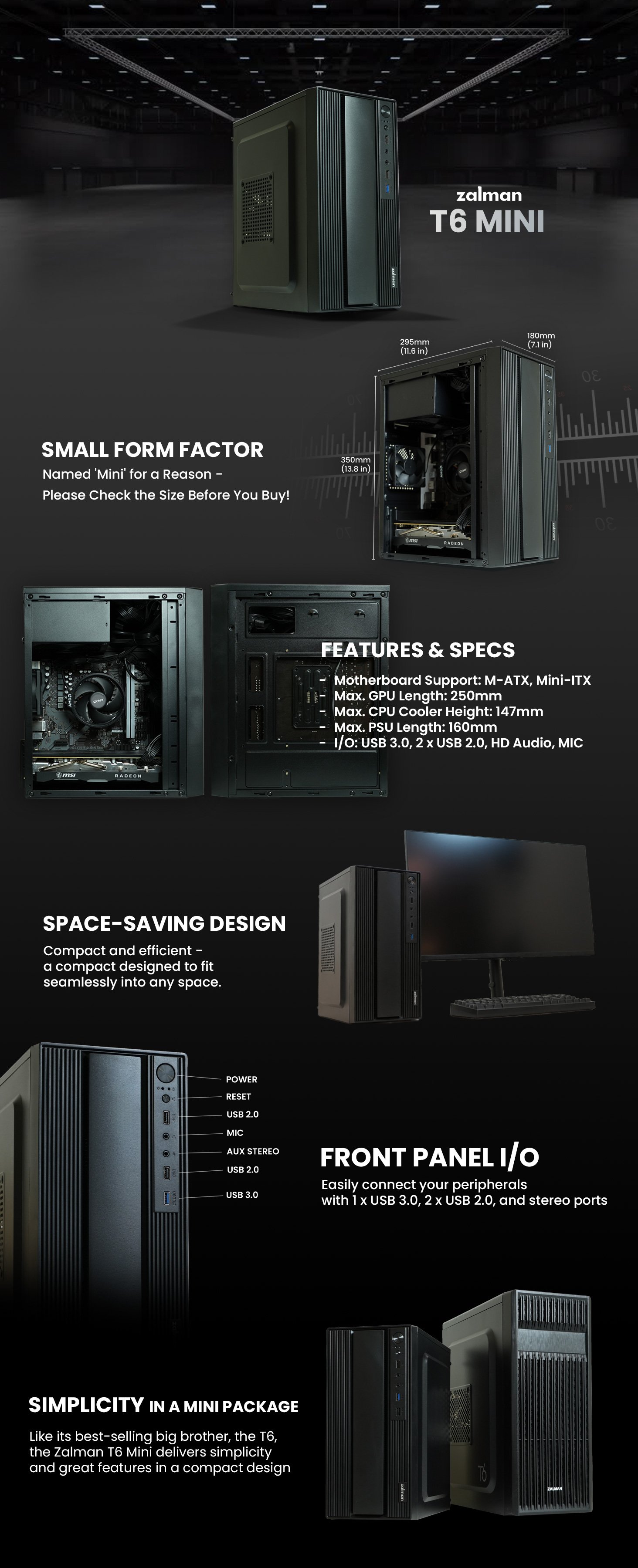 Zalman T6 Mini M-ATX Micro ATX Mini Compact PC Case