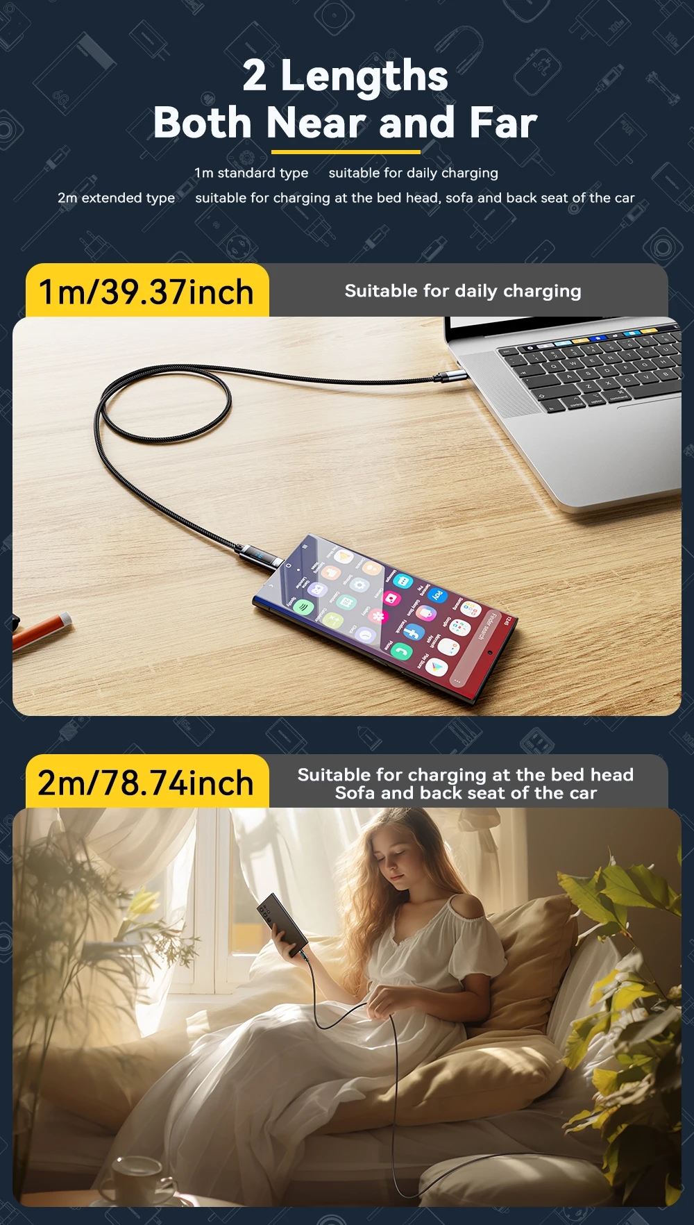 USB C Cable with LED Display