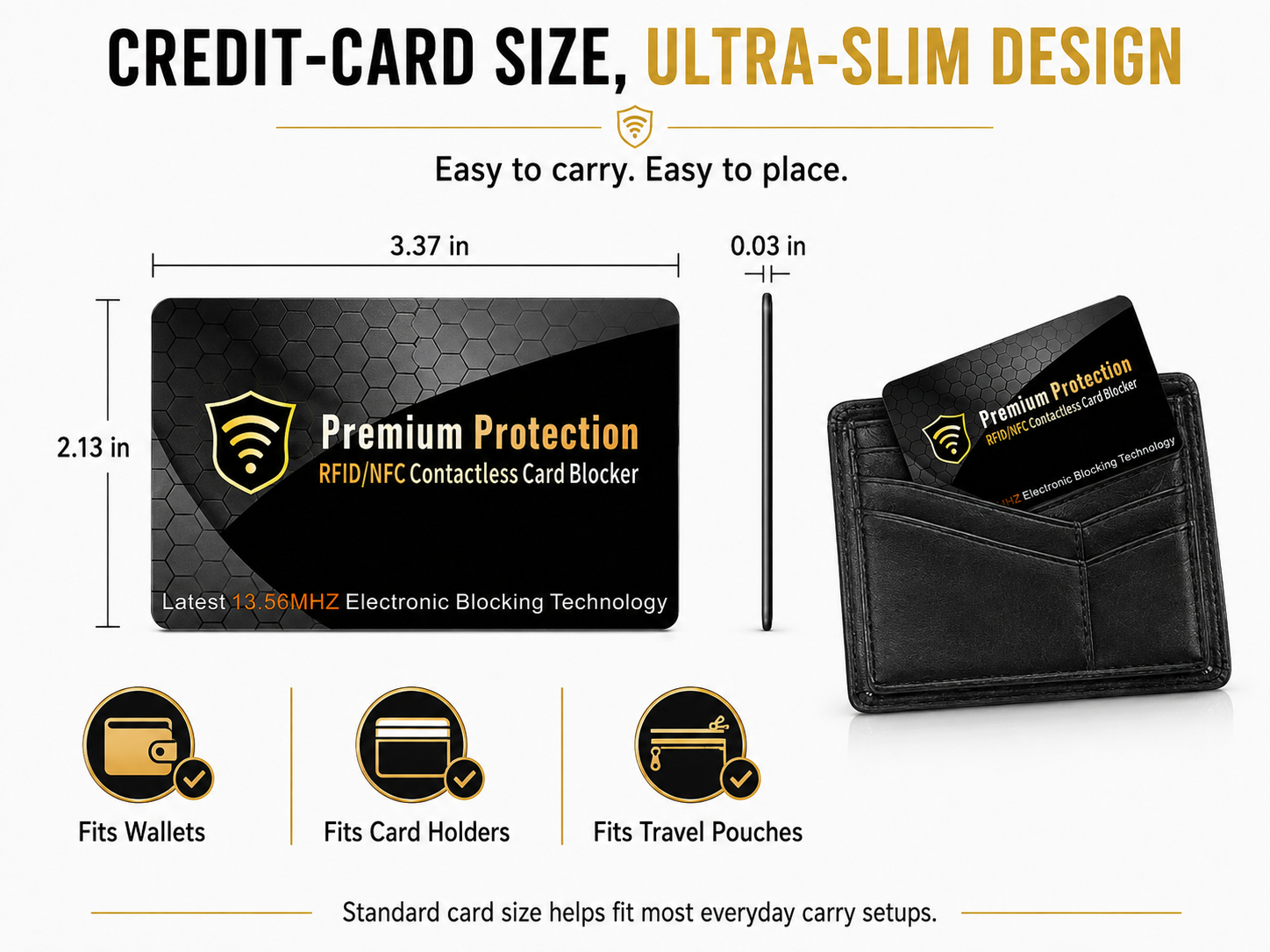 slim RFID card, credit card size RFID blocker, thin RFID blocking card