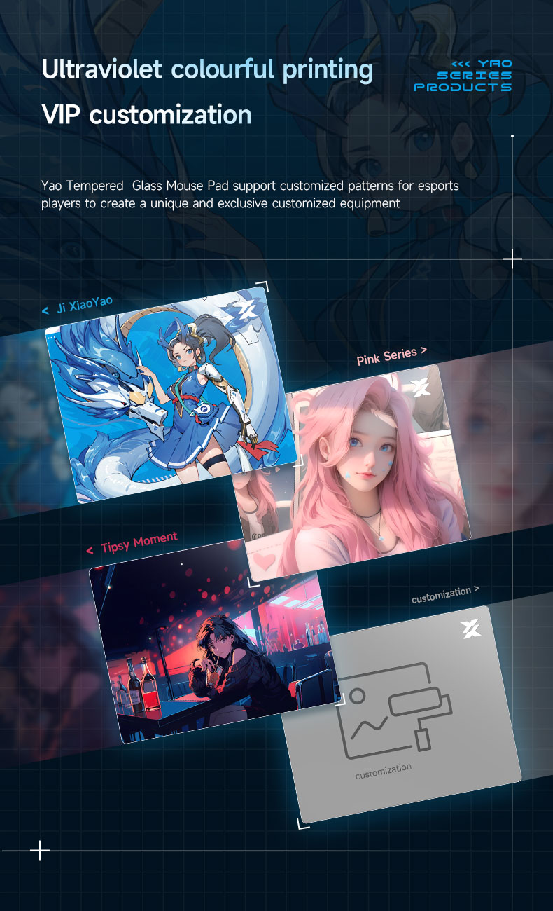 yao tempered glass Gaming Mouse Pad/ Professional Large Mouse Mat /DIY