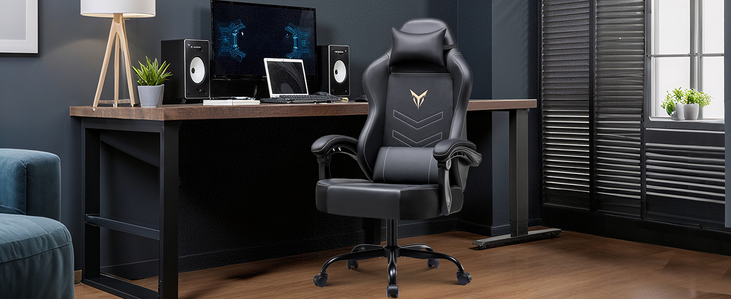 Gaming Chair with Foot Rest, PC Computer Game Chair for Adults, Ergonomic High Back Home Office Desk