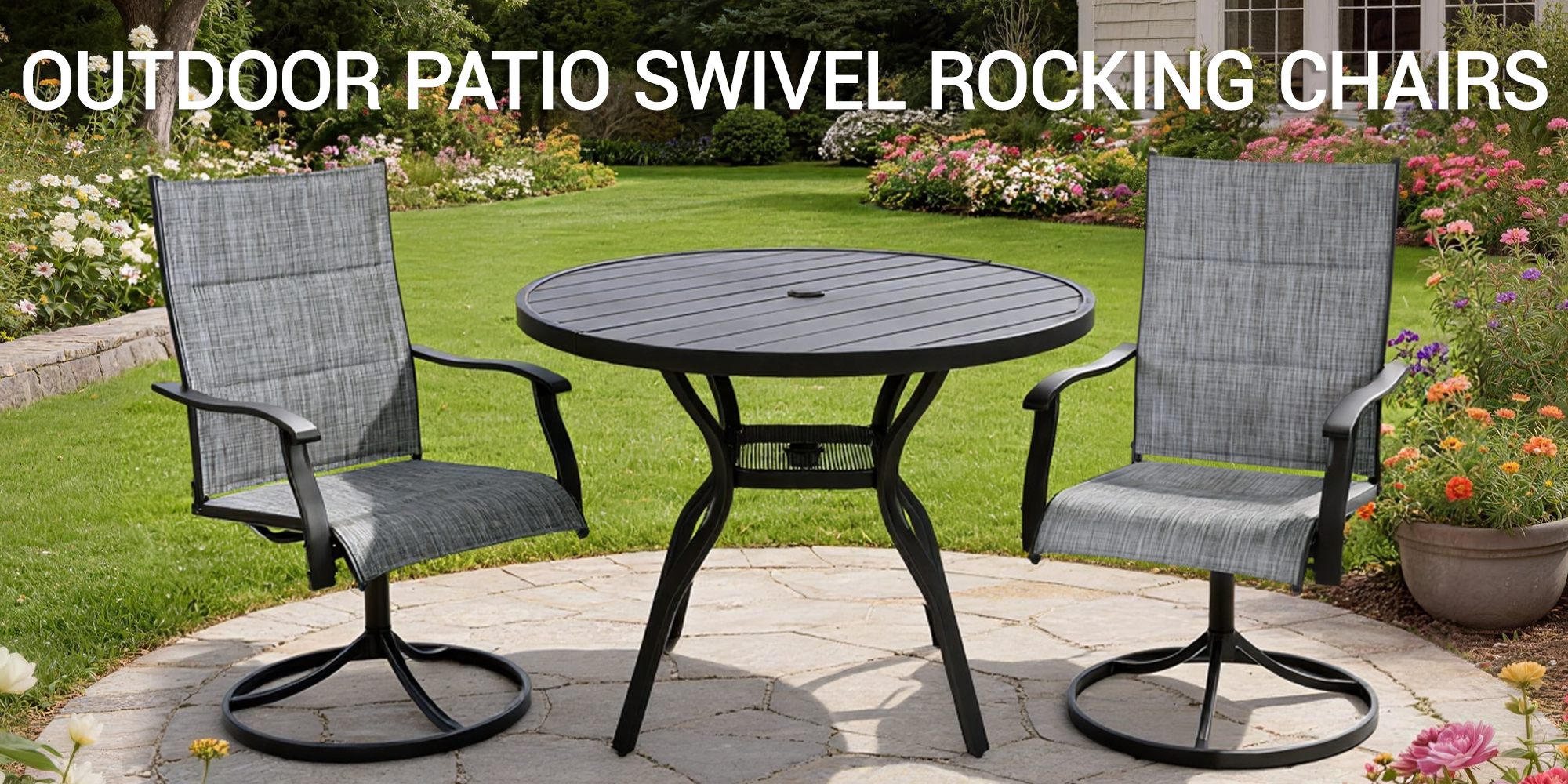 OUTDOOR PATIO SWIVEL ROCKING CHAIRS