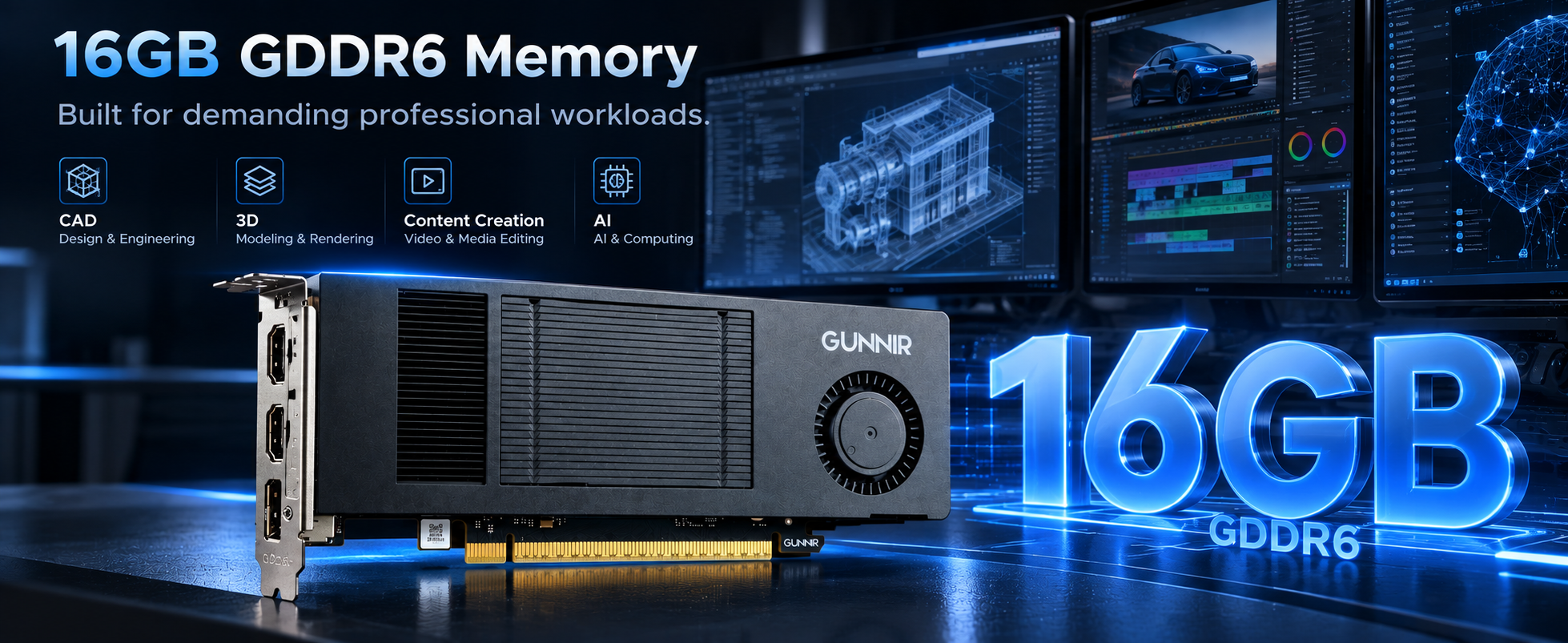 GUNNIR Intel Arc Pro B50 16G Low Profile Graphics Card, Single