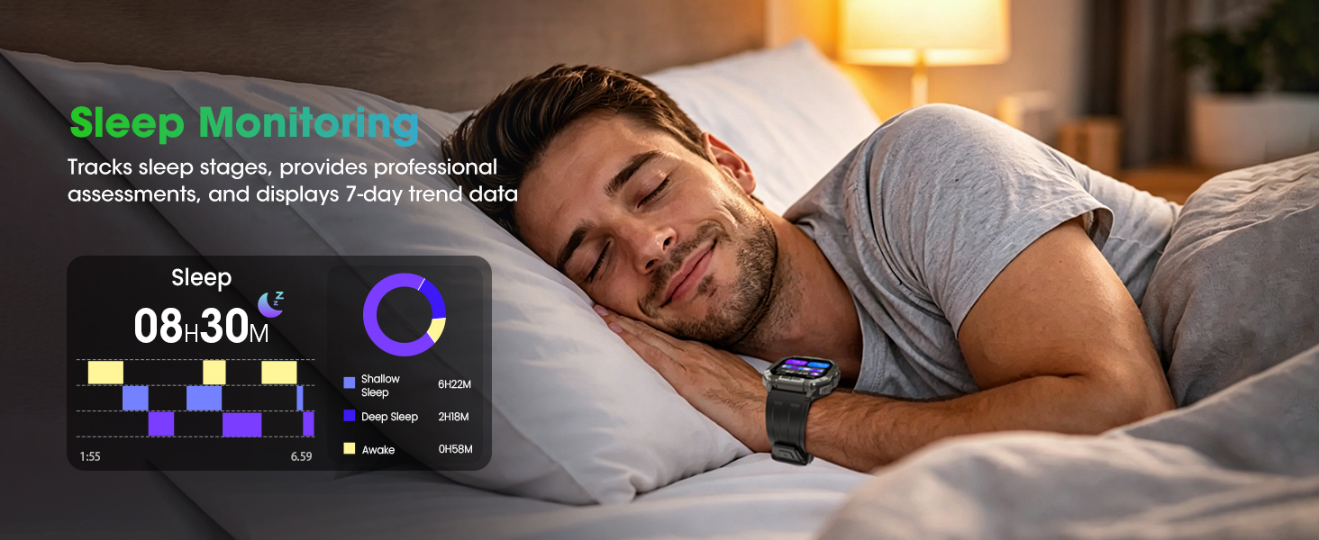 Military Smart Watch Built-in GPS, Bluetooth Calling, for iPhone & Android Phones