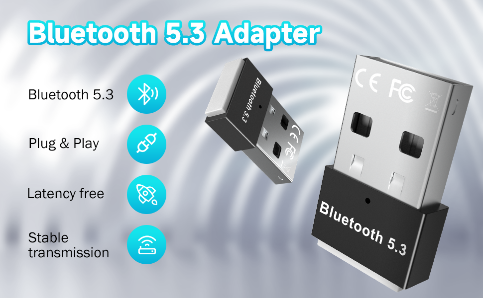 USB Bluetooth 5.3 Adapter for PC Supports Windows 11/10/8.1/7, Plug &Play  For Win11/10, Mini Bluetooth 5.3+ EDR Bluetooth Dongle Receiver  &Transmitter for PC,Laptop,Keyboard,Mouse,Headsets,Speakers 