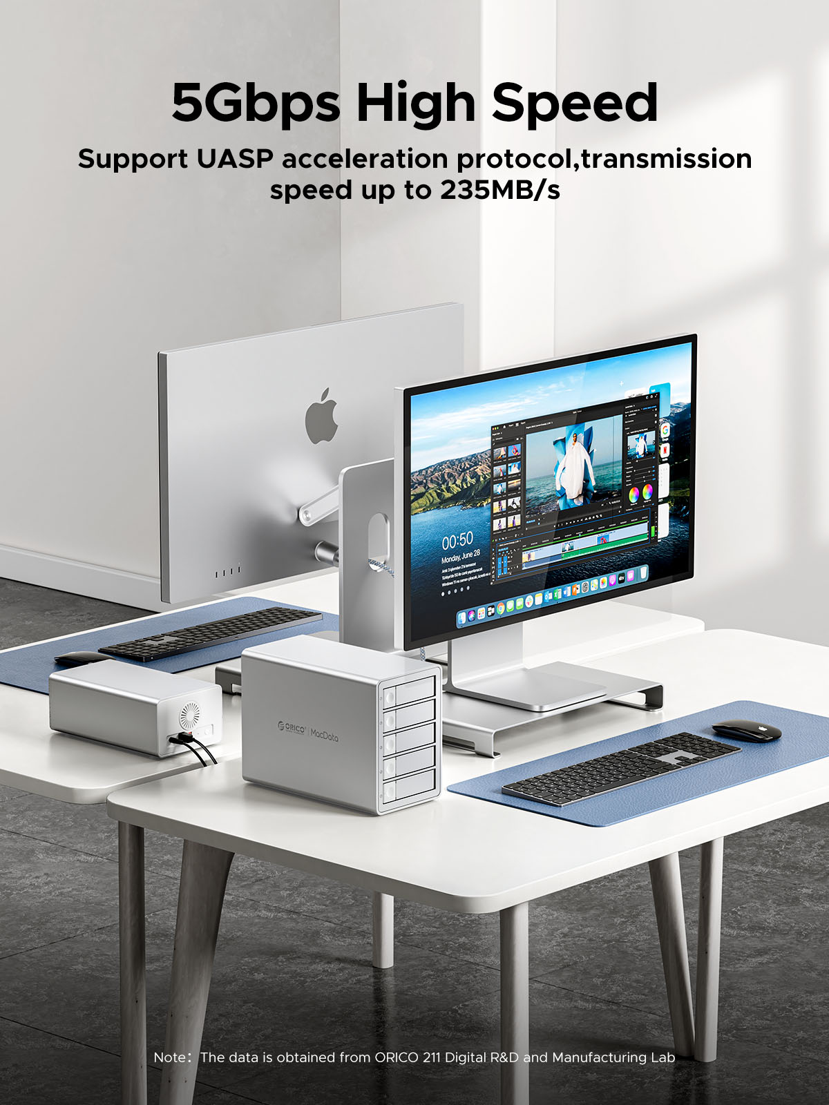 ORICO 5 Bay DAS Hard Drive Enclosure Support Raid & Daisy Chain USD3.0 2.5/3.5 inch HDD SSD for Ent