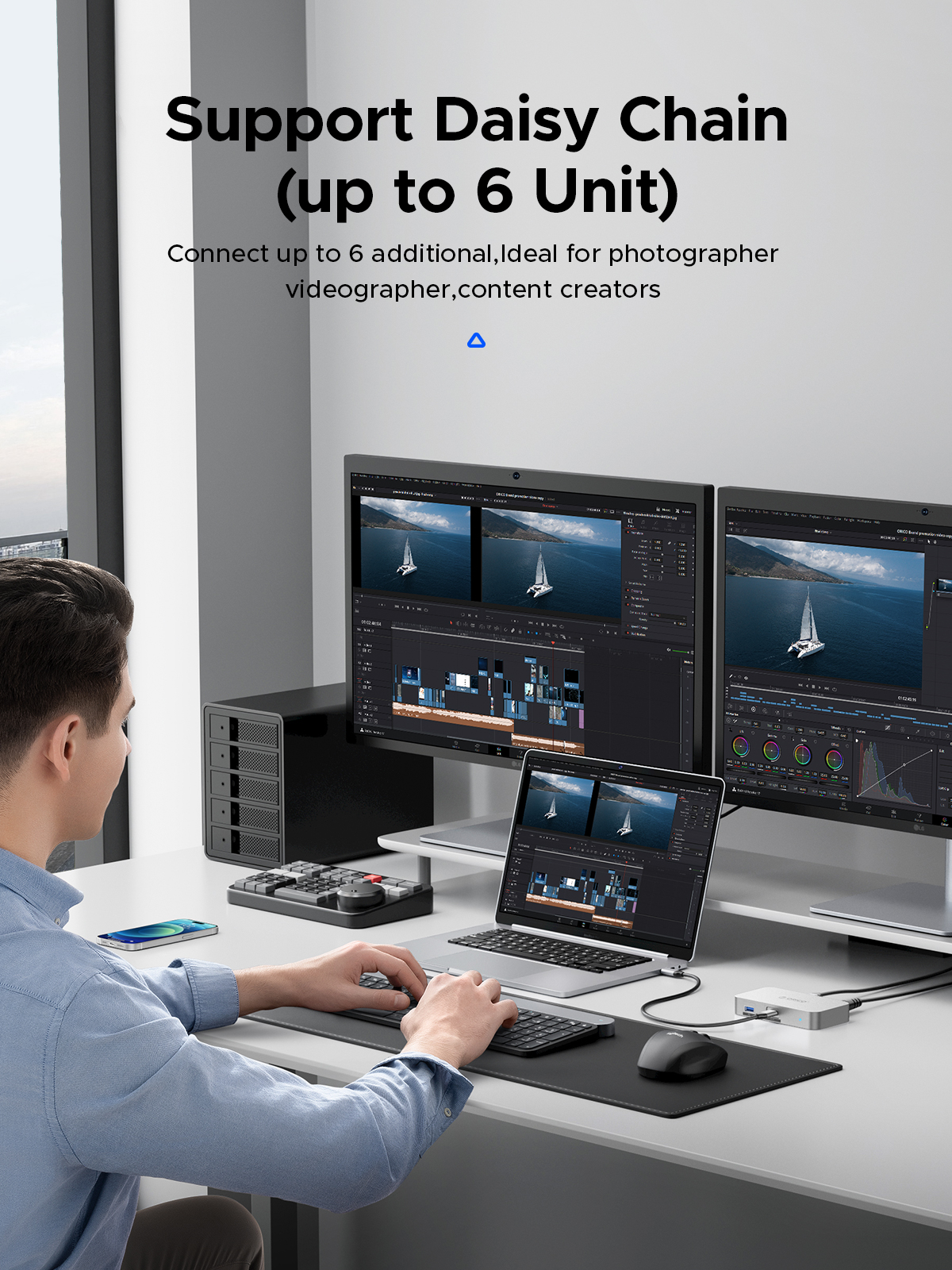 ORICO USB4 HUB 40G USB C HUB PD85W 8K@30Hz 5K@60Hz 4K@60Hz Display Support Daisy Chain Expand for Ma
