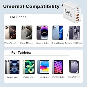 The USB C Wall Charger Block is equipped with a smart chip, which can adjust the input power of the