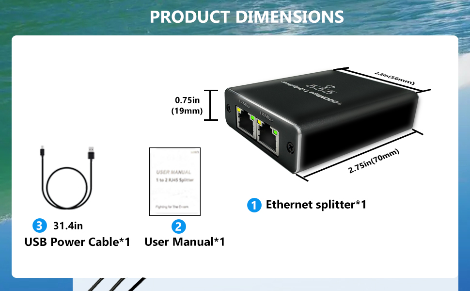 Ethernet Splitter High Speed Gigabit, 1000Mbps Ethernet Splitter 1 to 3