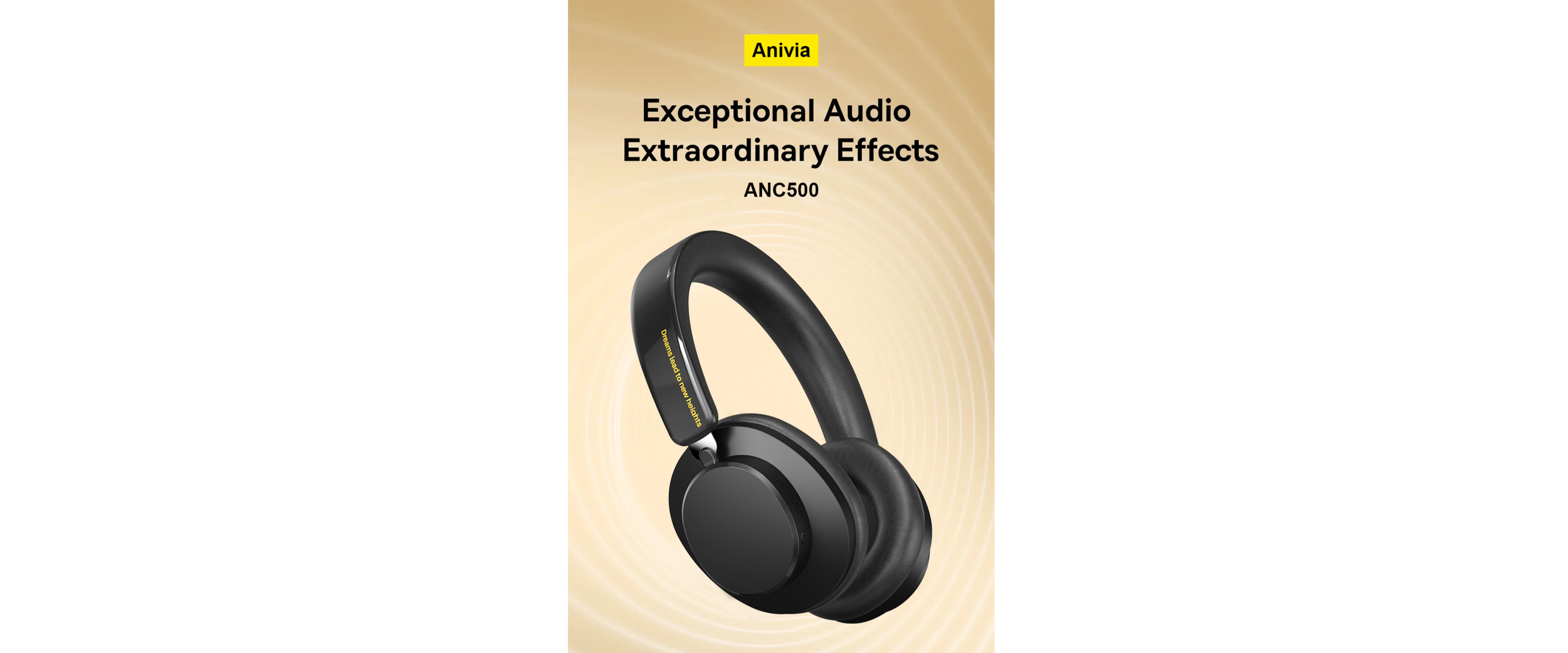 Anivia ANC500 wireless over ear headphones, premium audio, product hero poster