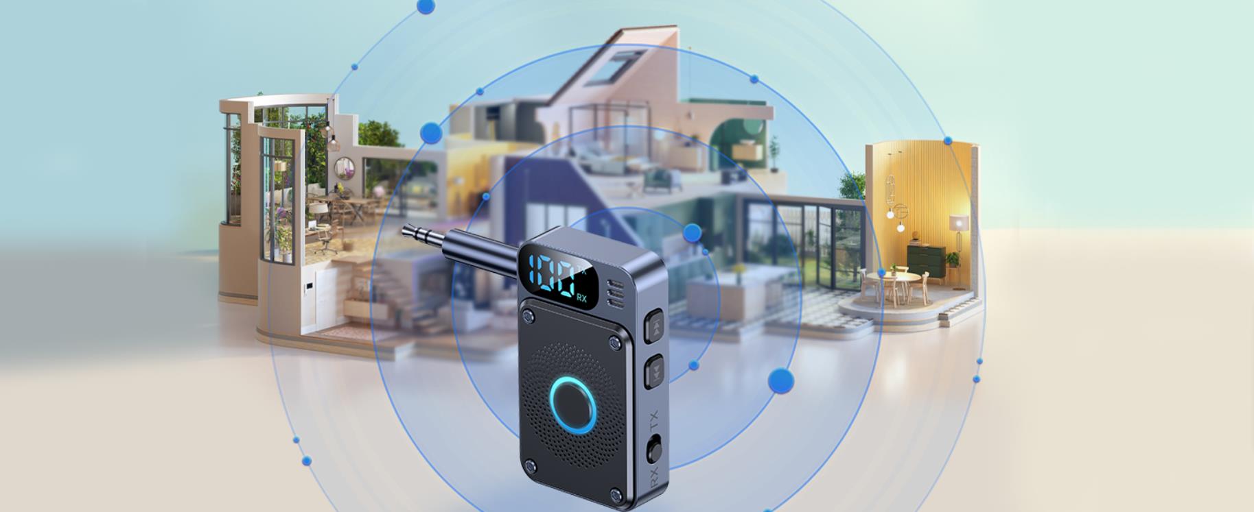 Stable Connection Bluetooth Music Receiver maintains a strong connection up to 33ft without obstacle