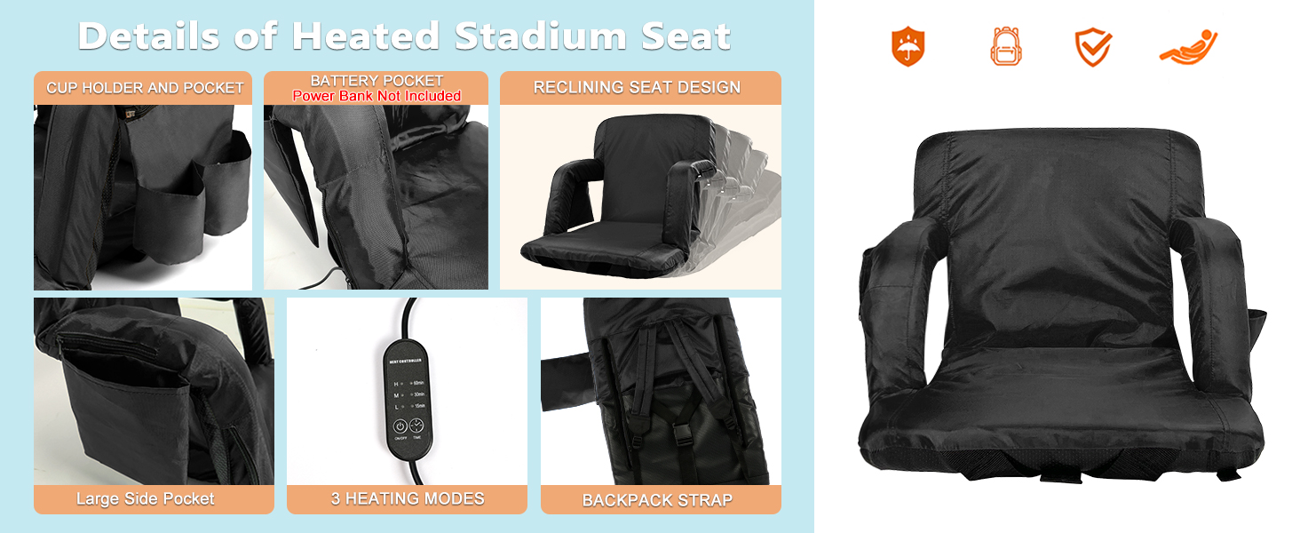 LILYPELLE Folding Stadium Seats for Bleachers with Back Support, 6