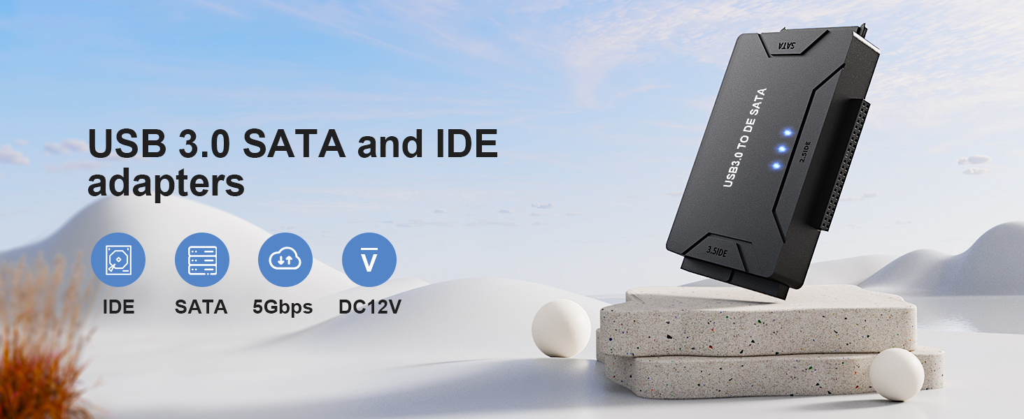 IHDAPP USB 3.0 to IDE and SATA Adapter, External Hard Drive Reader Ultra Recovery Converter