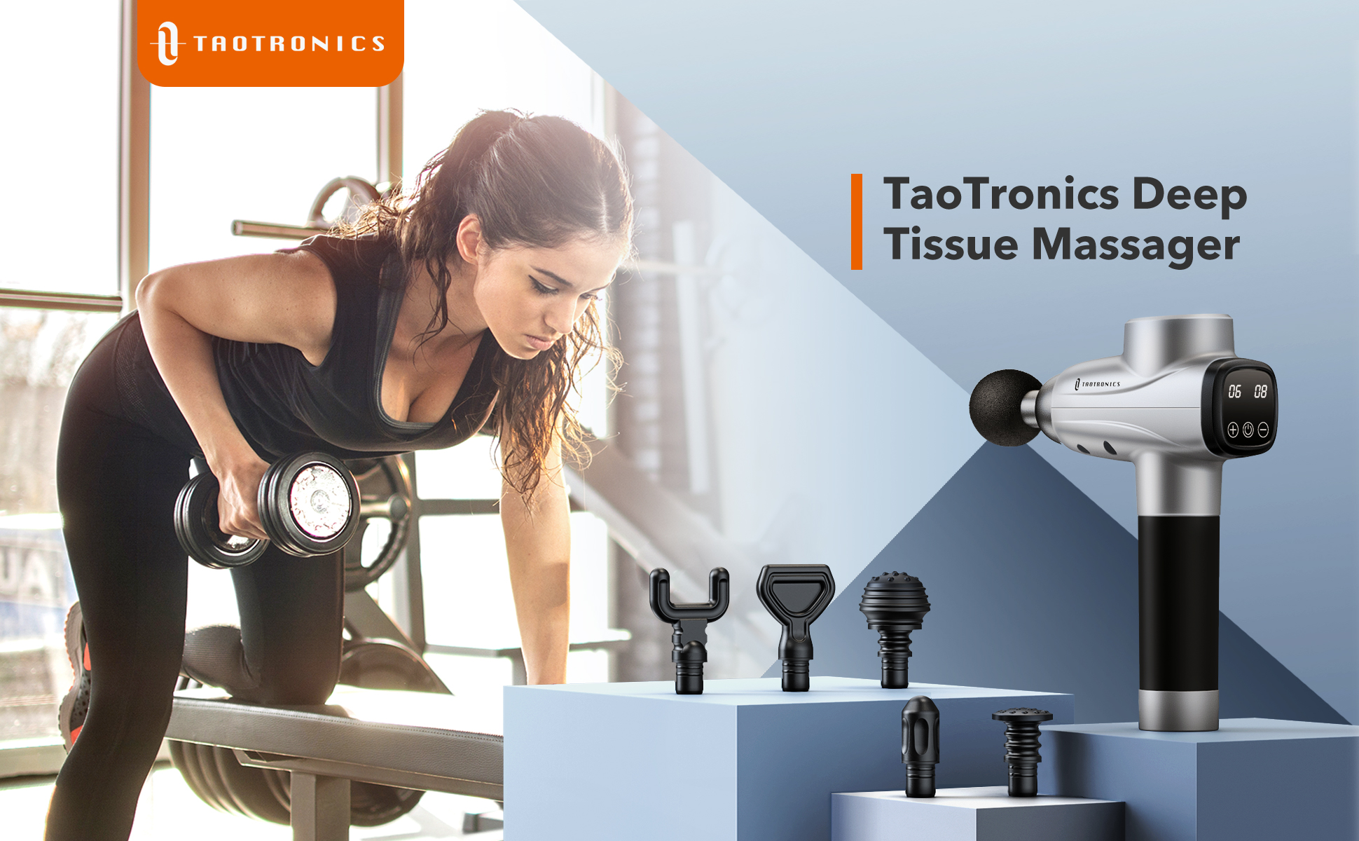 TaoTronics Muscle Massage Gun Handheld Deep Tissue Percussion Electric  Massager for Neck 