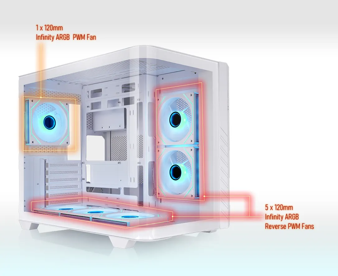 Thermaltake Vision 330 CR ARGB Snow Mid Tower Computer Case