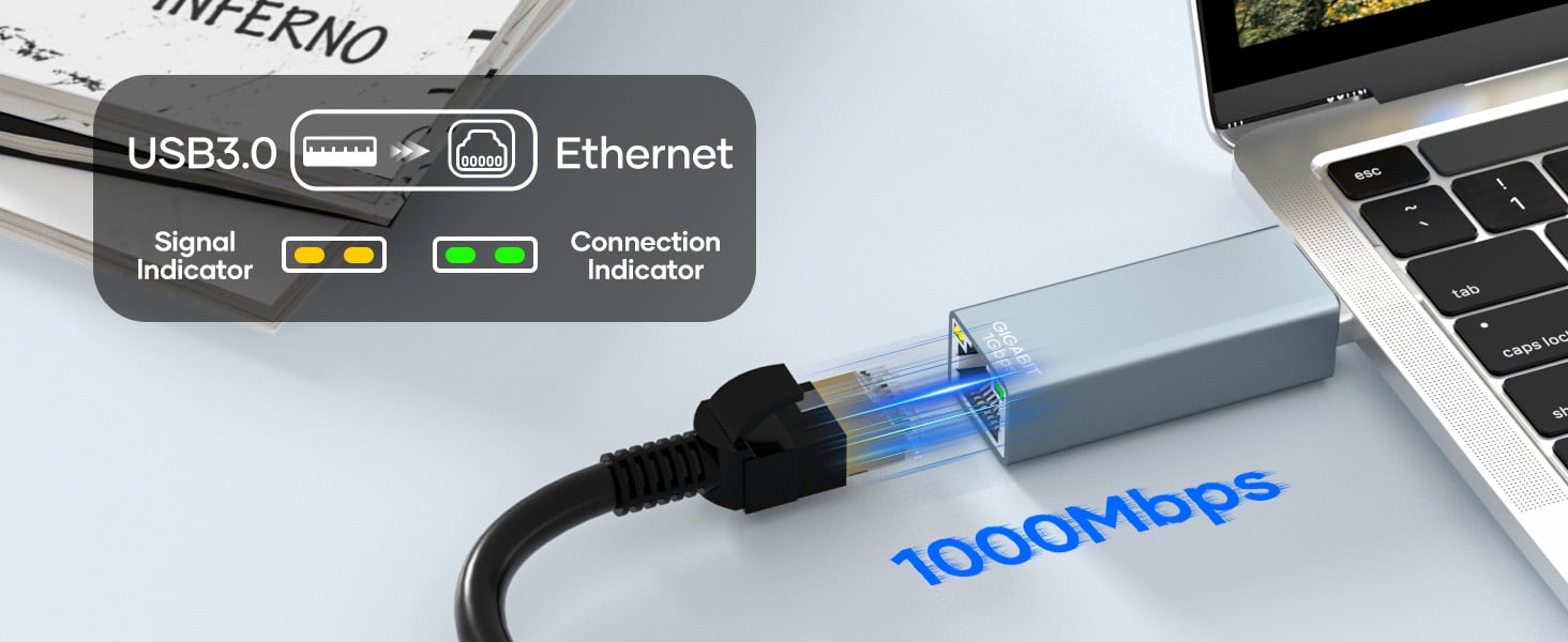 USB to Ethernet Adapter, USB 3.0 to 10/100/1000 Gigabit Wired LAN Network Adapter