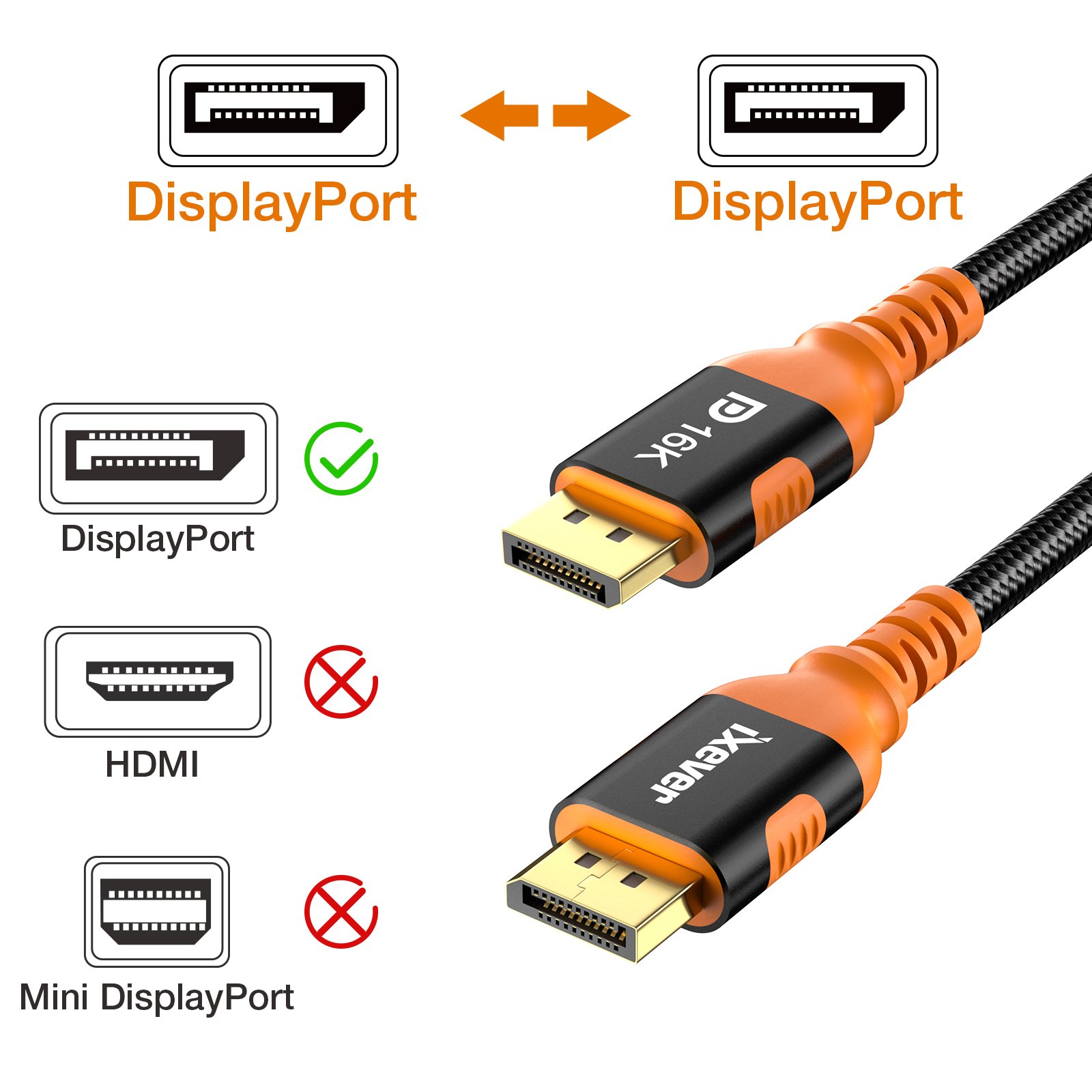 16K DP to DP Cable Cord